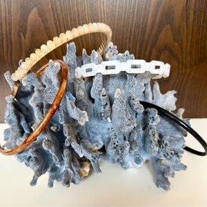 Fashion Headbands four (4) plastic metal beaded squarelink pearlized tortoise